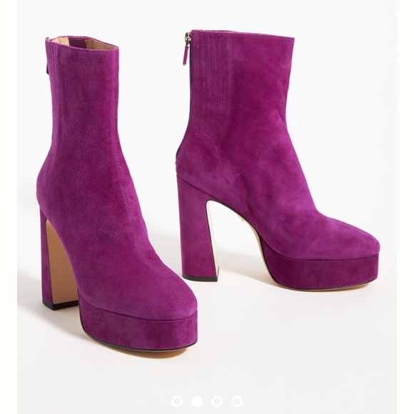 Lola Cruz Leste Suede Boots Fuchsia /Purple Platform Booties Women’s Size 37 - Picture 2 of 9